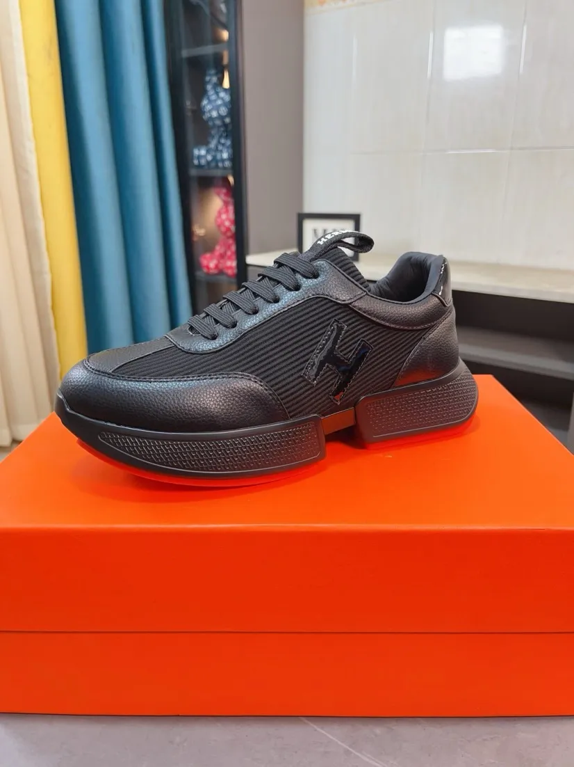 Men's shoes 💰460🌸🌸【HERMES】Hermès high-end quality original shoe upper: 🔝tumbled calfskin, suede calfskin, shoe body sewn H totem, outsole: ultra-light TPU foam·rubber; two-color molded outsole, ultra-high quality control·fine workmanship: highlighting (high-end·luxury·grade) 38-44 (45 can be customized)